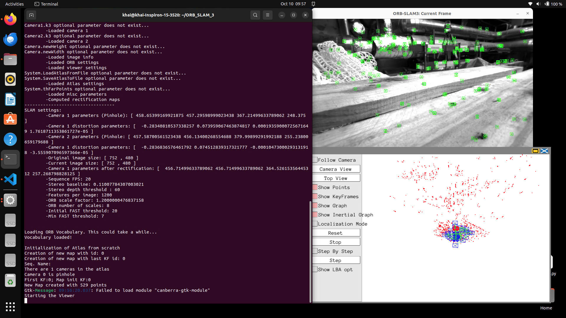 ORB-SLAM3 running on stereo data